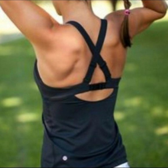 Lululemon Run: Catch Me Tank Black Adjustable Cross Back Straps 4 - Picture 2 of 9